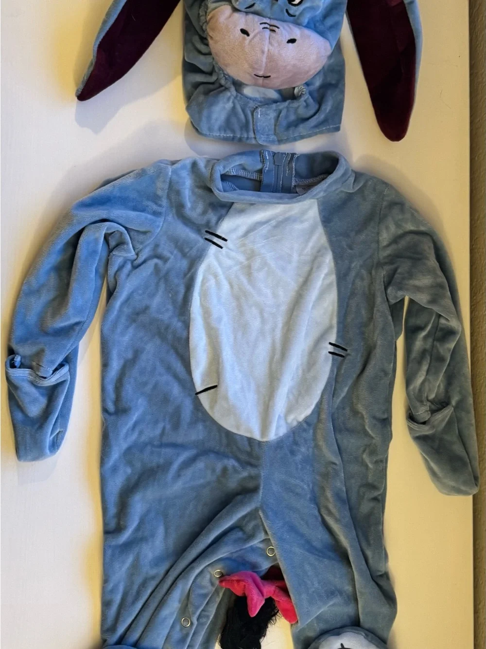 Disney Eeyore Infant Plush Jumpsuit Costume — Grey with Pink Accent